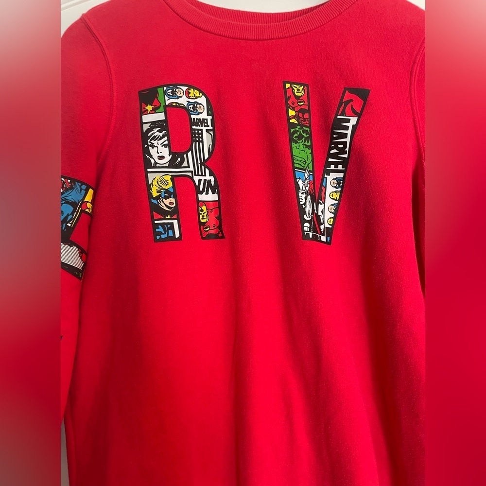Rare Marvel Red Logo Crewneck Sweatshirt Unisex Size Medium - Picture 2 of 8